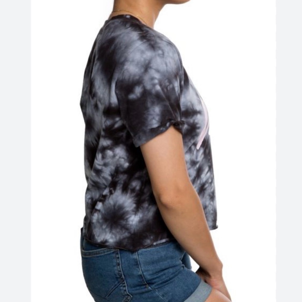 Vans Women's Black & Gray Tie-Dye Tee with Pink Logo